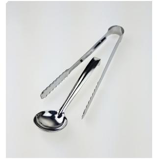 set pinza pi&ugrave; cucchiaino in acciaio cm. 15