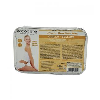 Cera a Caldo Gialla senza strisce Brasiliana Depiwax vaschetta alluminio da 500 ml