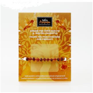 Bracciale Baby in Ambra Lucida Cognac con chiusura a vite e scatola da regalo da cm. 14x10,3x2