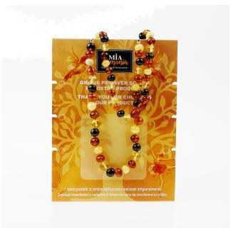Collana Adulti  in Ambra Multicolor con chiusura a vite e scatola da regalo da cm. 14x10,3x2