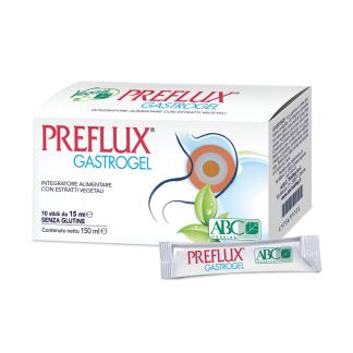Integratore Alimentare Preflux Gastrogel acidit&agrave; e mucosa gastrica 10 bustine da 15 ml.