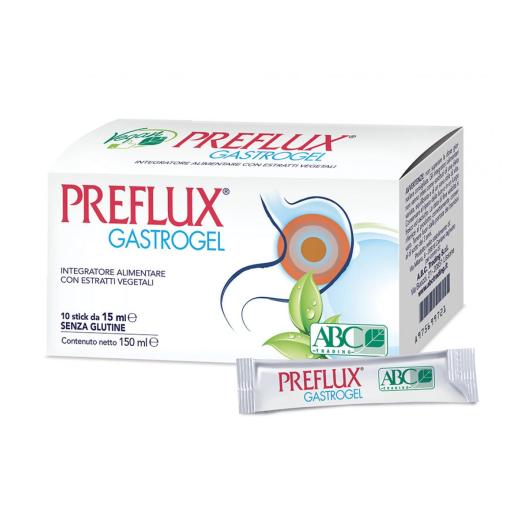 ABC042 - Integratore Alimentare Preflux Gastrogel acidit&agrave; e mucosa gastrica 10 bustine da 15 ml.