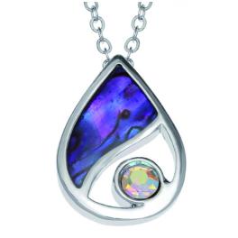 INC722 - Collana con Goccia Viola Conchiglia di Paua+Cristallo