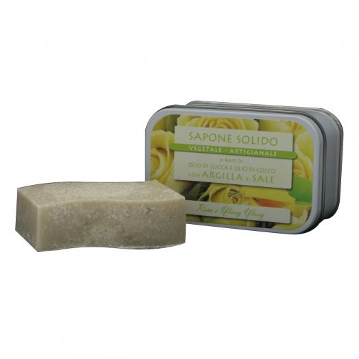 TNL018.14 - saponetta al sale e argilla 85g ROSA E YLANG YLANG