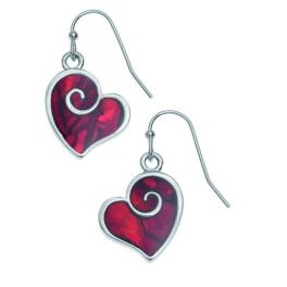 INC679 - Orecchini Cuore Rosso Conchiglia di Paua