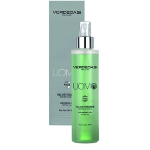 V870 - Gel Detergente Rinfrescante Viso UOMO Verdeoasi al Tea Tree Oil e Menta  200 ml.