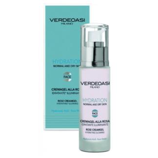 Cremagel alla Rosa Illuminante Pelli Secche Verdeoasi con Jaluronico  50 ml.