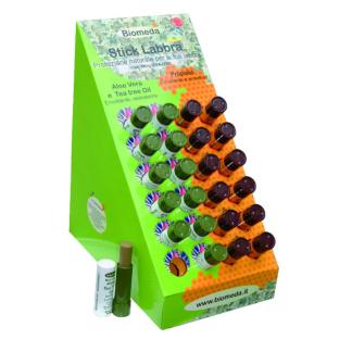 Espositore Stick Labbra Aloe  - Tea Tree 12 pz.+Stick Labbra Propoli 12 pz.
