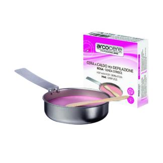 Cera a caldo Rosa senza strisce Velour+spatola pentolino da 120 gr