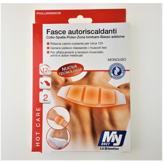 BRIPACH5 - Fascia Riscaldante 12h per Collo,Spalla,Polso,Zona Lombare,Addome 2 pz.