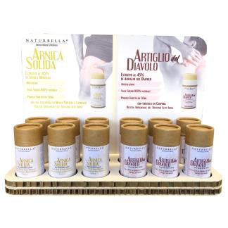 Espositore da Banco con 6 arnica solida + 6 artiglio solidi 50 ml