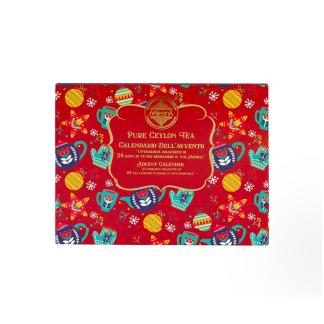 Calendario ROSSO dell'avvento con selezione di 24 THE  assortiti