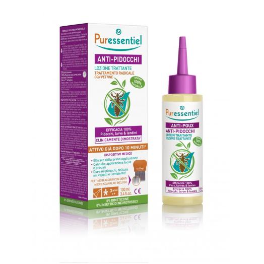 PUE004 - Lozione Anti-Pidocchi con Pettine,Elimina Larve e Lendini Puressentiel 100 ml.