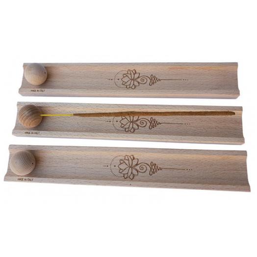 ROS043 - Bruciaincenso in Legno Barchetta con Sfera Portaincenso Masala Anima