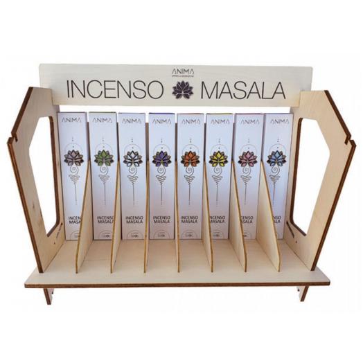 ROS044 - Espositore Legno Completo di 192 Incensi Masala 12x16 Profumazioni
