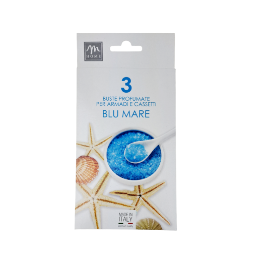 MER19864 - Confezione da cm.20x10 con 3 buste profumatissime per cassetto gusto Blu Mare