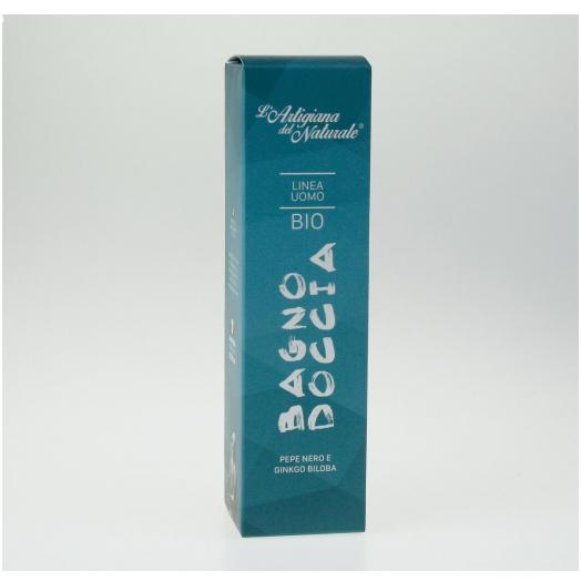 LNA004 - Bagnodoccia  Uomo Bio con acqua di pepe nero e Ginko biloba 200 ml.