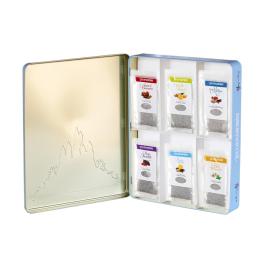 VIRFLAT4 - Latta Castello magico con 36 tisane in filtri ( 6 x tipo) delle favole