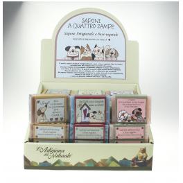 LNA010 - Espositore da 48 saponette per umani con frasi sui cani da 100 ml.