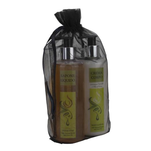PMPM4797 - SU ORDINAZIONE Set regalo Beauty oil Sapone liquido, crema corpo e spugnetta scrub