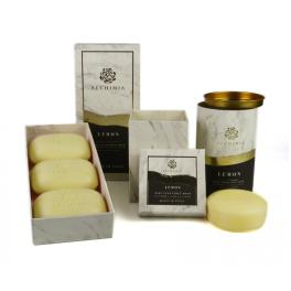ALC031 - Scatola Cubica linea Marmo al Limone con 3 saponette da 150 gr.