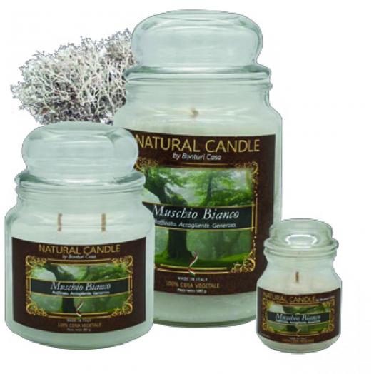 BON001.01 - Cartone da 6 Candele Piccole Muschio Bianco da 90 gr cad.