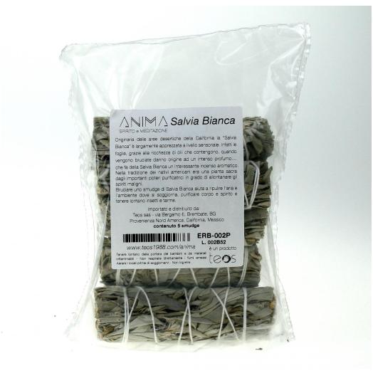 ROSERB002 - Salvia Bianca da Bruciare ideale per Purificare Pacco da 5 Tronchetti