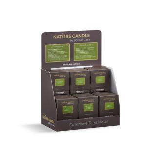 Espositore da banco Terra Mater con 24 Candele da 180 grammi cad