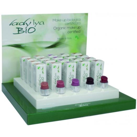 LAD014 - Espositore Rossetti Bio con 5 tester + 6x5 colori tot.30 pz