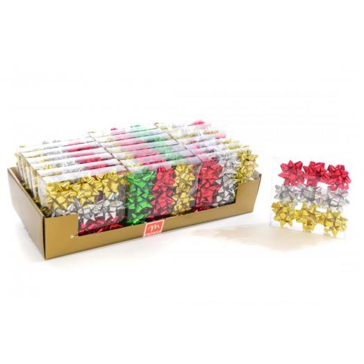 MER81508 - Espositore da 24 Coccarde Natalizie Adesive Colori Assortiti scatola da 9 pz.
