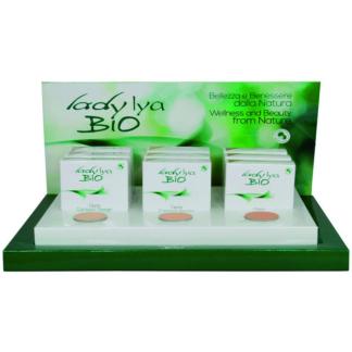 Espositore Cipria Compatta con 3 tester + 6x3 colori tot 18 pz