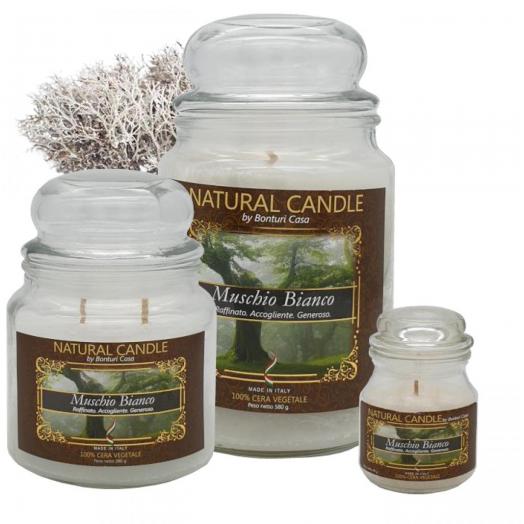 BON002.01 - Cartone da 6 Candele Medie Muschio Bianco da 380 gr cad.