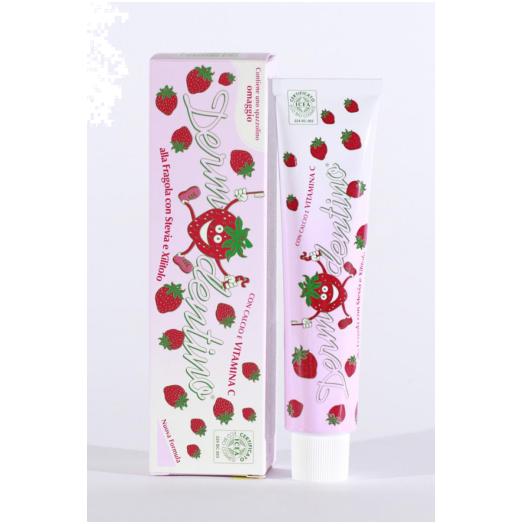 LYC011 - Dentifricio Dermodentino alla Fragola Eco-Bio, spazzolino omaggio tubo da 75 ml.