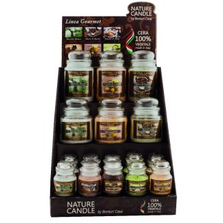 Espositore Gourmet con 22 candele (12 da 90gr+6 da 380gr+4 da 580gr)